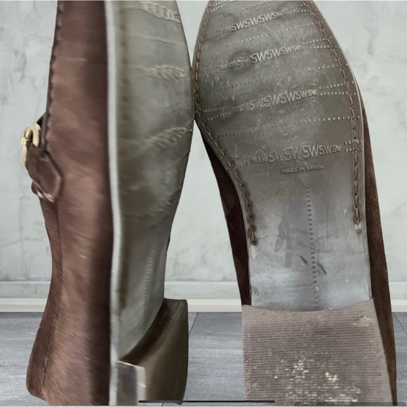 Stuart Weitzman HARDROCK Cola Suede Decorative Buckle Loafer Sz.6.5M - Picture 4 of 7